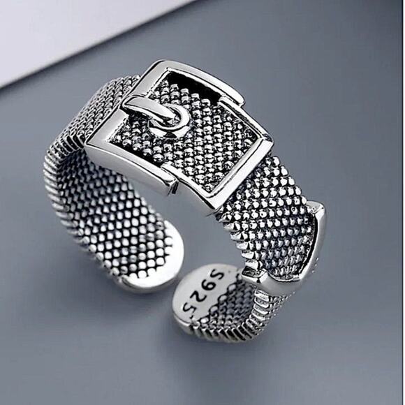 Sterling Silver Belt Buckle Ring - Picture 2 of 4